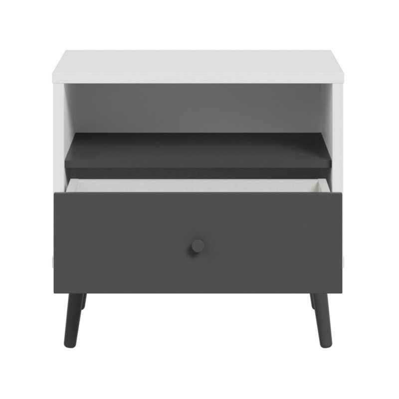 HARLLSON 59.8cm W Manufactured Wood Bedside Table, White/Grey