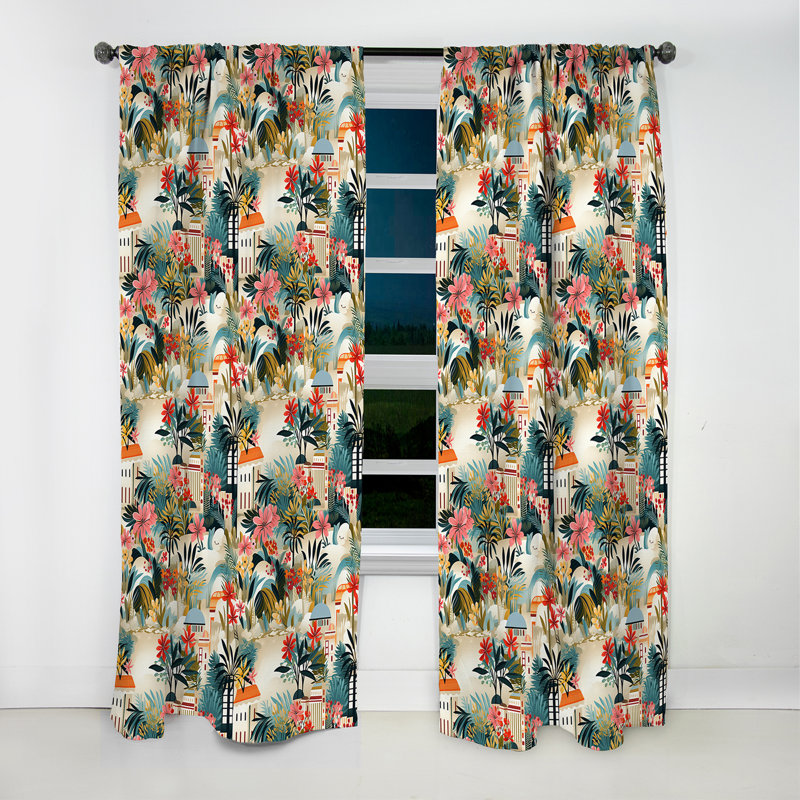 Bort - Rideau à motif floral - Rideau occultant à motif floral - 1 panneau, L 52 po x L 120 po