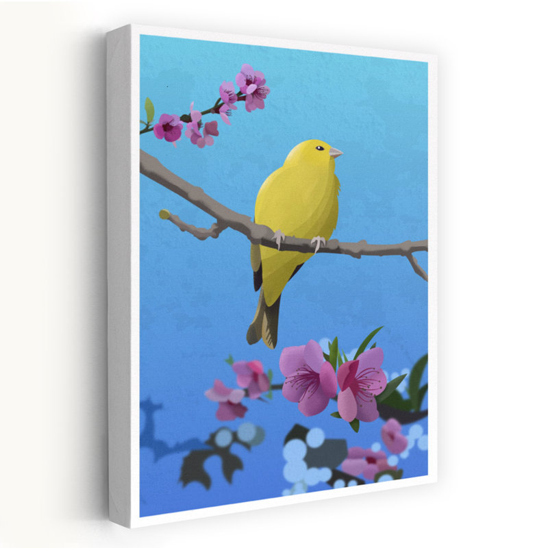 Yellow Bird Spring Bloom by Franco Caballero - Wrapped Canvas Print, 45.72 cm H x 30.48 cm W
