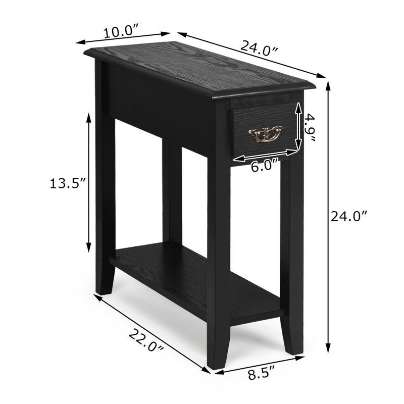 Lewallen End Table with Storage, Black