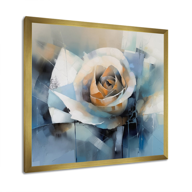 " Blue Roses In Bloom II ", 36" H x 36" W x 1.5" D, Gold Floater Framed