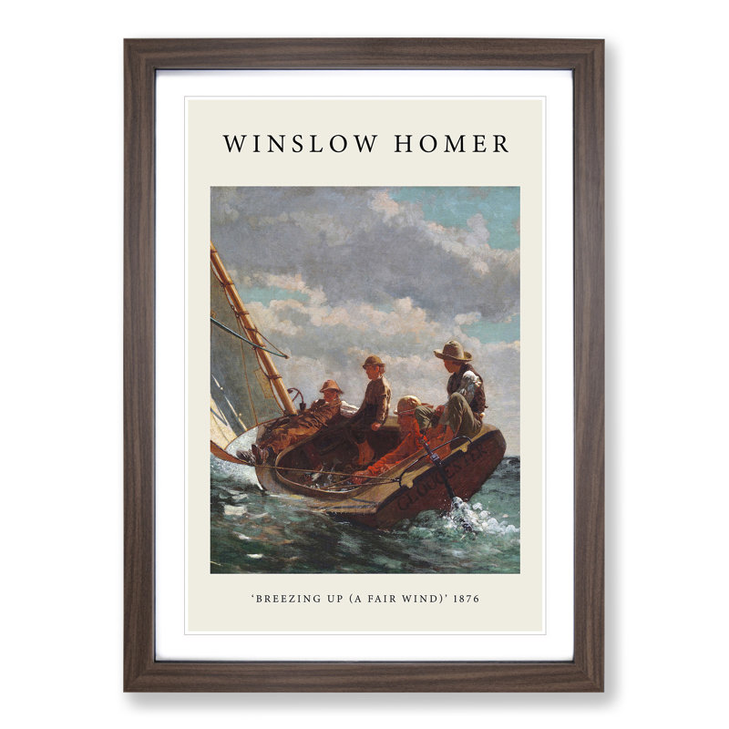 A Fair Wind by Winslow Homer - Picture Frame Painting, Walnut Framed, 48cm H x 36cm W x 2cm D