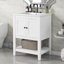 De salle de bain moderne blanc avec lavabo en céramique et structure en bois massif