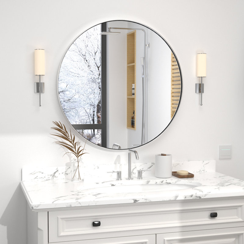 Miroir de salle de bain Morena, Argent argent, 36" x 36"