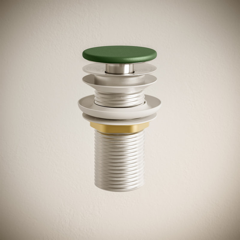 Lisse Concrete Bathroom Sink Non-Overflow Pop Up Drain , Matte Royal Green