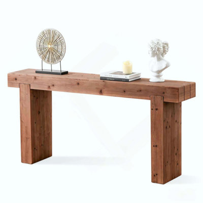 Solid Wood Console Table – Rustic Farmhouse Sofa Table for Entryway, Hallway, or Behind Couch, Narrow Rectangular Design