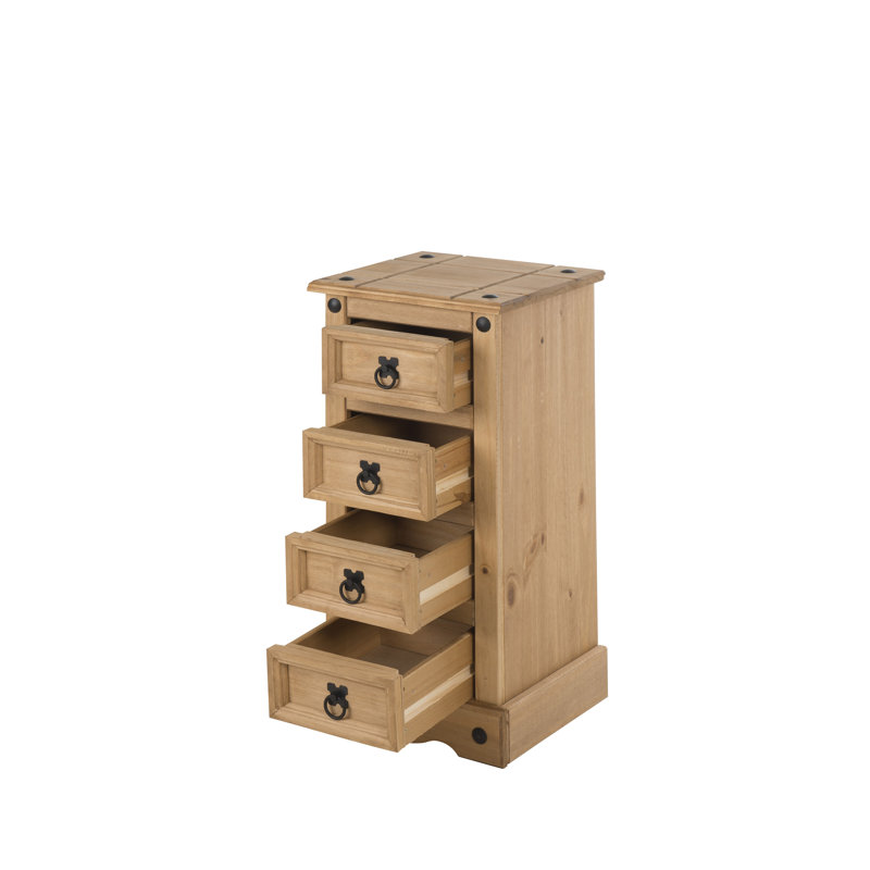 Bridewell 35cm W Solid Wood Bedside Table, Antique Wax
