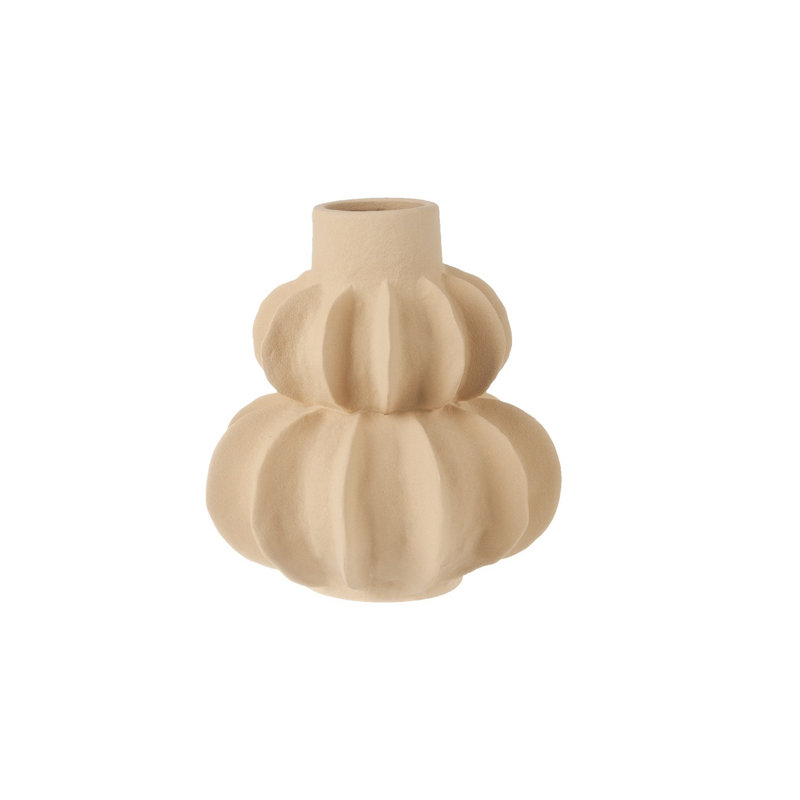 Seviye Light Sand Ceramic Vase, 8" H x 7" W x 7" D