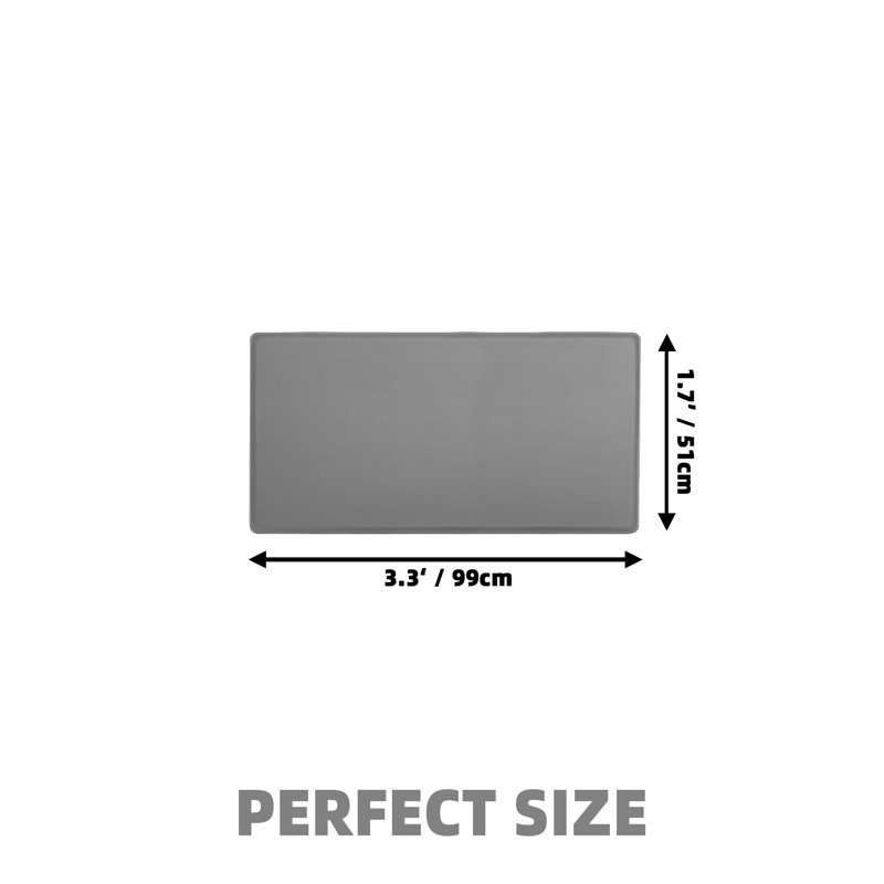 Tapis de cuisine antidérapant, Gris, Rectangle 1 pi 8 po x 3 pi 3 po