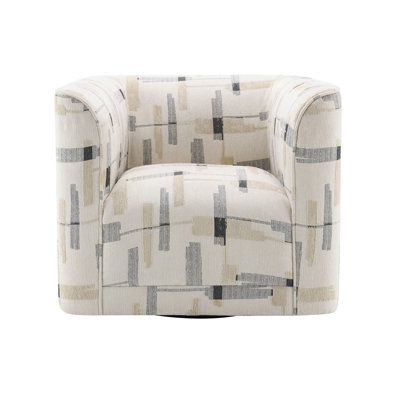 360 Degree Rotating Chair Beige - Kd Legs And Wooden Inner Support Fabric Swivel In 28" Armrest Height Plywood Construction