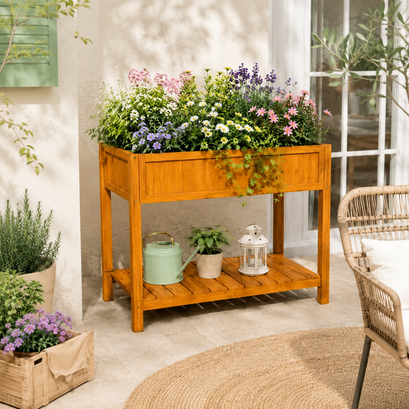 Wood Raised Garden Bed, Brown