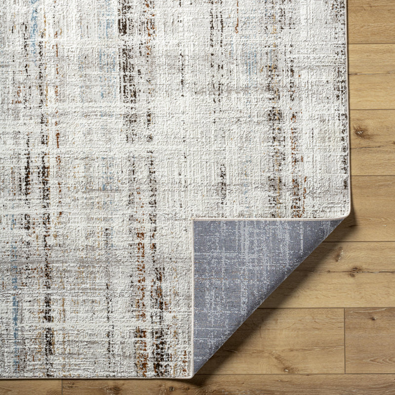 Rectangle Acanthe Machine Woven Polyester/Polypropylene Area Rug in Brown/Gray, Rectangle 5'3" x 7'