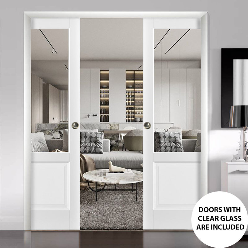 Portes coulissantes en verre transparent Lucia, 60 po x 96 po