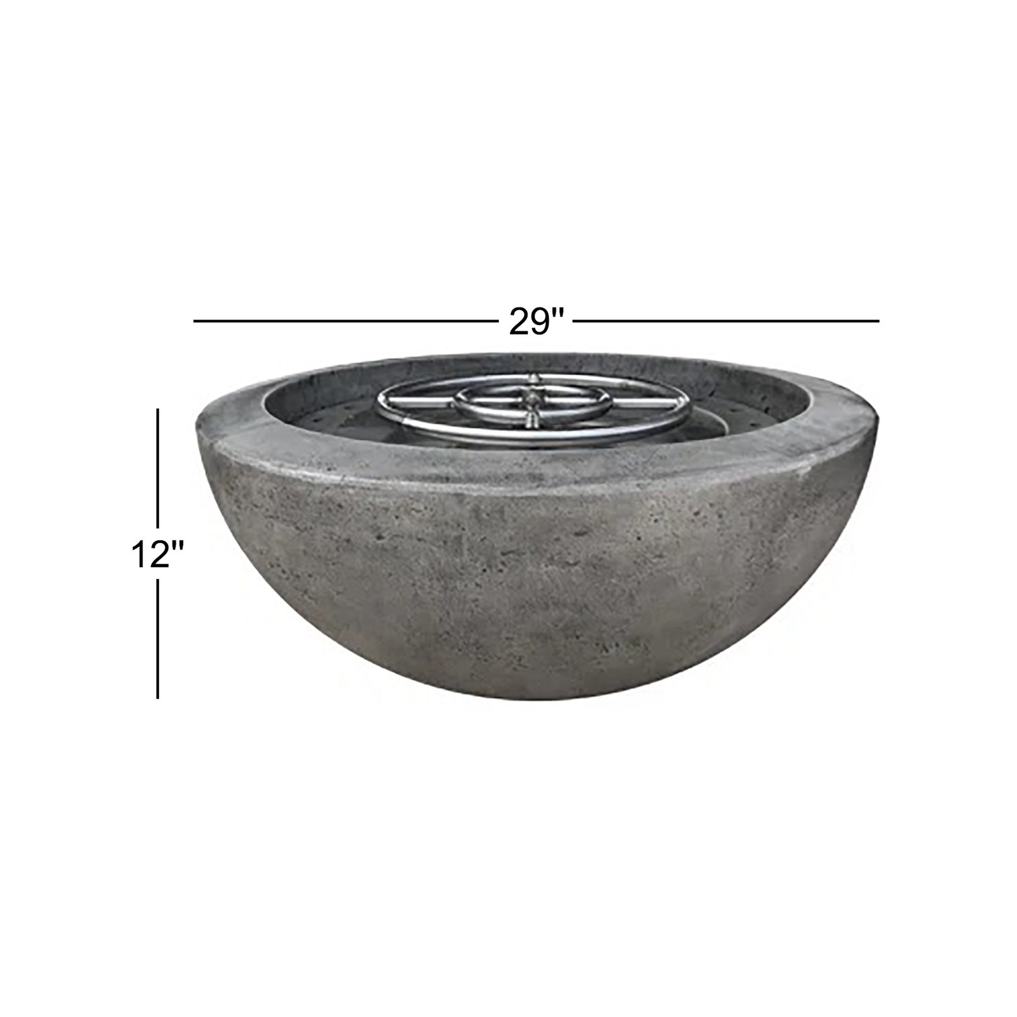Round Fire Pit, 12" H x 29" W x 29" D, Liquid Propane