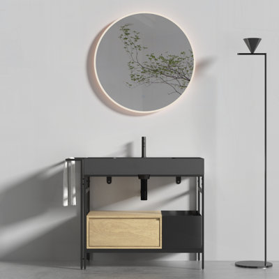 Meuble-lavabo 36 po avec lavabo en pierre artificielle, sans drain ni robinet