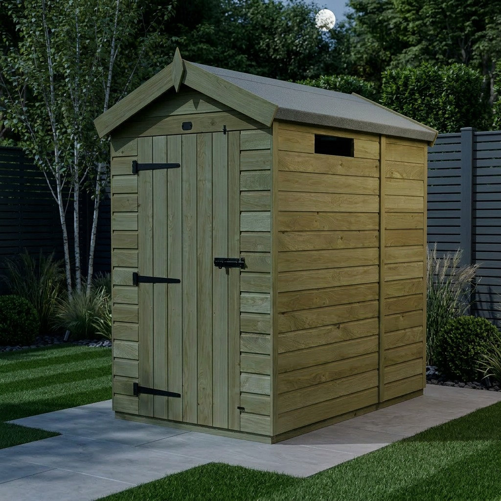 Total Sheds 5ft x 4ft Security Apex Shed - Heavy-Duty Hasp Staple Anti-Tamper - Pressure Treated Timber - UK Manufactured
