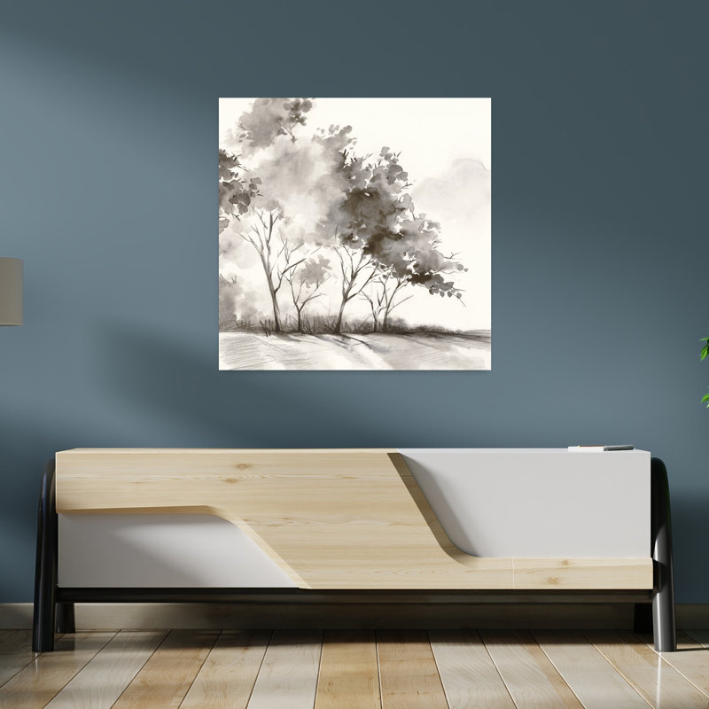 «Whispering Trees In Gentle Breeze», art contemporain mural, paysage abstrait, H 36 po x l 36 po