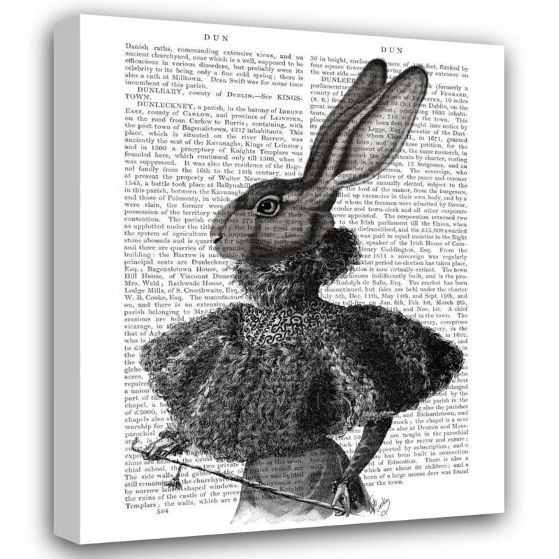 Art sur toile tendue Trinx Fab Funky Gallery, titré: Rabbit with Feather Collar, H 34 po x l 28 po
