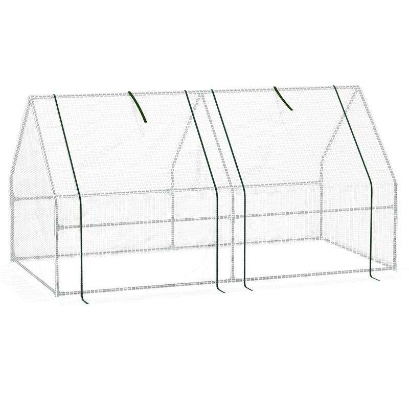 6' X 3' Outdoor Garden Portable Mini Greenhouse In White With Water/ Pe Cover And Roll - Up Openable Ventilation Doors
