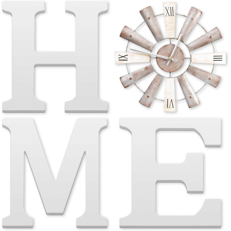 Farmhouse Home Sign With Windmill Clock