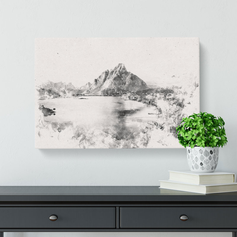 Reine Norway Watercolour - Wrapped Canvas, 40cm H x 60cm W x 3cm D