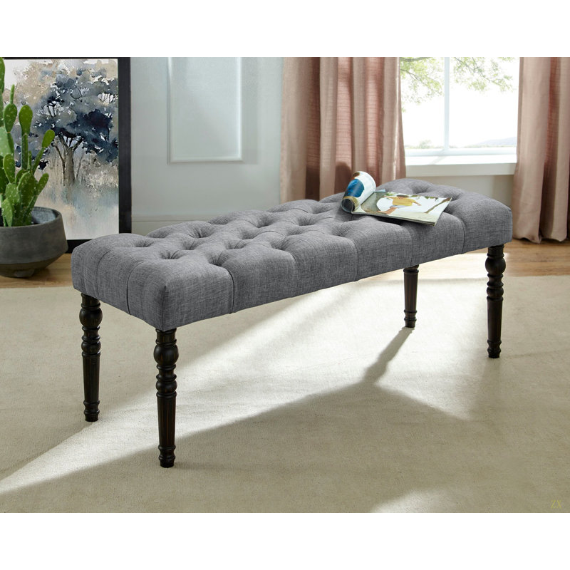 Fabric Tufted Turned Leg Dining Bench Suitable For Bedroom,Fitting Room, Storage Room, Dining Room, And Living Room,Etc.