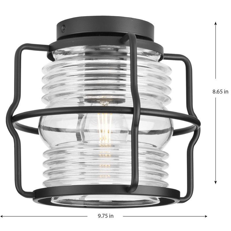 Plafonnier encastré d'extérieur 1 lumière noir mat