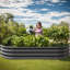 Lit de jardin ovale surélevé en métal (argent)-1500796353-1500796367