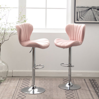 2 pièces en rose - hauteur réglable et pivotante, siège rembourré, conception moderne avec repose-pieds confortable, fonction pivotante chic, rembourrage en mousse épaisse