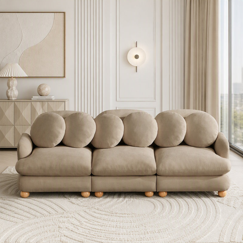 Canapé modulaire modulaire avec revêtement en chenille, Camel Chenille
