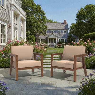 Ensemble de coussins d'extérieur à assise profonde comprenant 2 coussins de patio de 25 po x 25,5 po, résistants à l'eau et aux rayons UV, et des coussins de chaise en mousse haute densité de 5 po avec housses à fermeture à glissière