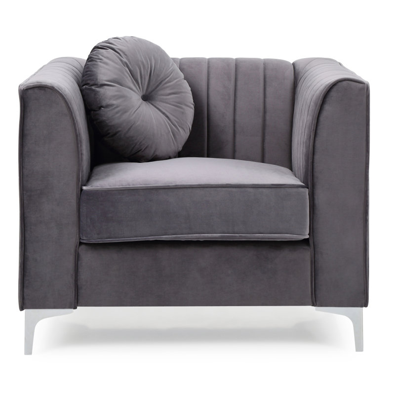 Contemporary Grey Sloped Arm Chair, Grey