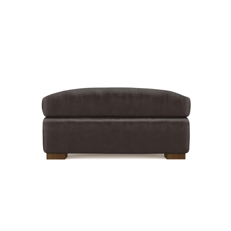 Crosby Ottoman, Plush Velvet Blue Print, Ebony