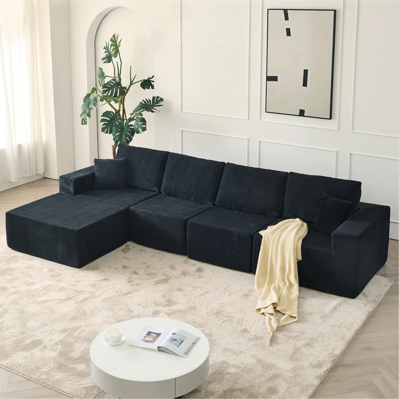 Canapé modulaire 139,3 po, Noir