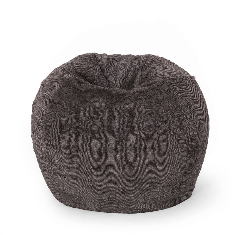 Vida 3 Foot Rounded Faux Fur Bean Bag, Brown Faux Fur
