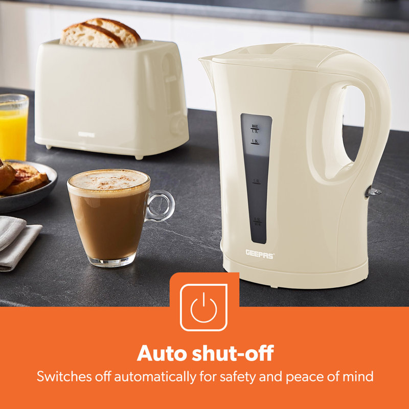 GEEPAS Electric Kettle | 1.7L Cordless Fast Boil Jug Kettle for Hot Water Tea or Coffee | Boil Dry Protection & Auto Shut Off | Illuminated Switch, Cord Storage | 1 Year Warranty, 2200W