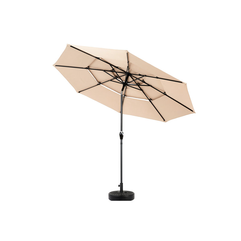Parasol d'extérieur automatique à 3 niveaux 10pi - Housse kaki avec ventilation et amortissement pour cour arrière en aluminium