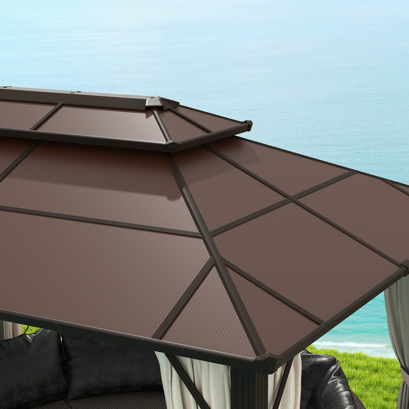 Pavillon de jardin 10 'x 13' avec toit en polycarbonate, cadre en aluminium