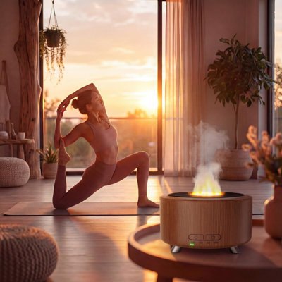 Essential Oil Diffuser for Home, 500ML Aromatherapy Diffuser Oil Machine for Office Room Yoga, Aroma Diffuser with Auto-Off Function, 9 Colors LED Night Light, Dark Wood
