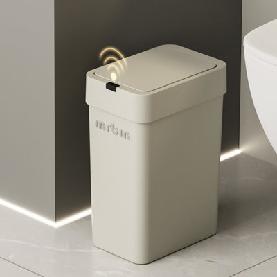 Poubelle de salle de bain automatique, gris