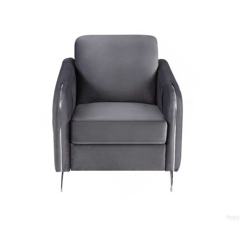 Fauteuil d'appoint moderne chic en velours gris Hadriano