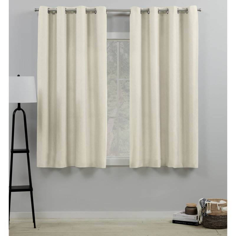 Panneaux de rideaux semi-transparents de couleur unie avec œillets Loha GT Aaliyah, l 54" x L 84", Ivoire