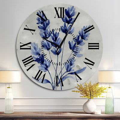 Chemin du bouquet de lavande bleu - Horloge murale florale en métal