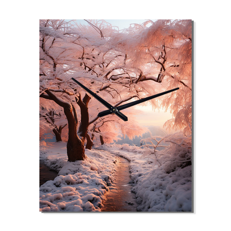Horloge murale moderne paysage d'hiver Frozen Sunlight I, Petit