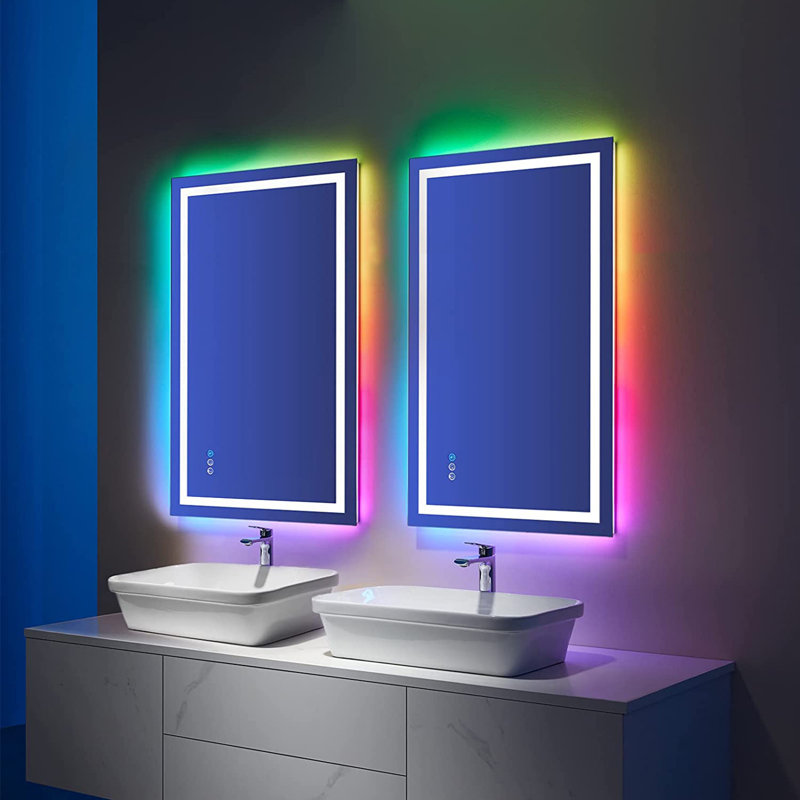  Wayfair Basics® UL Certified RGB Backlit & LED Frontlit Anti-Fog Tempered Glass Bathroom/Vanity Mirror, 40" x 24"