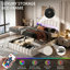 Linen Upholstered Ottoman Bed With Charging Station (USB/Type-C) & Smart LED Storage Headboard, Bubble Cloud Bed Frame in Grey/Beige (EU Double/King 140/160X200cm)-591000368-601598935
