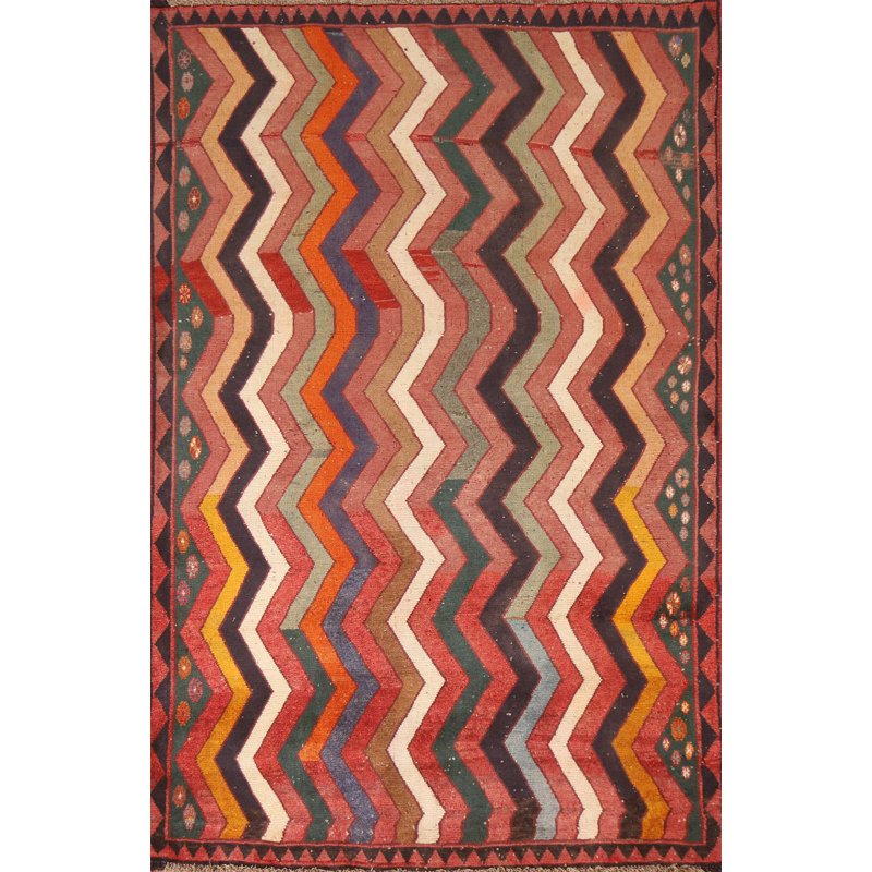Tapis persan Gabbeh à chevrons 4 x 6
