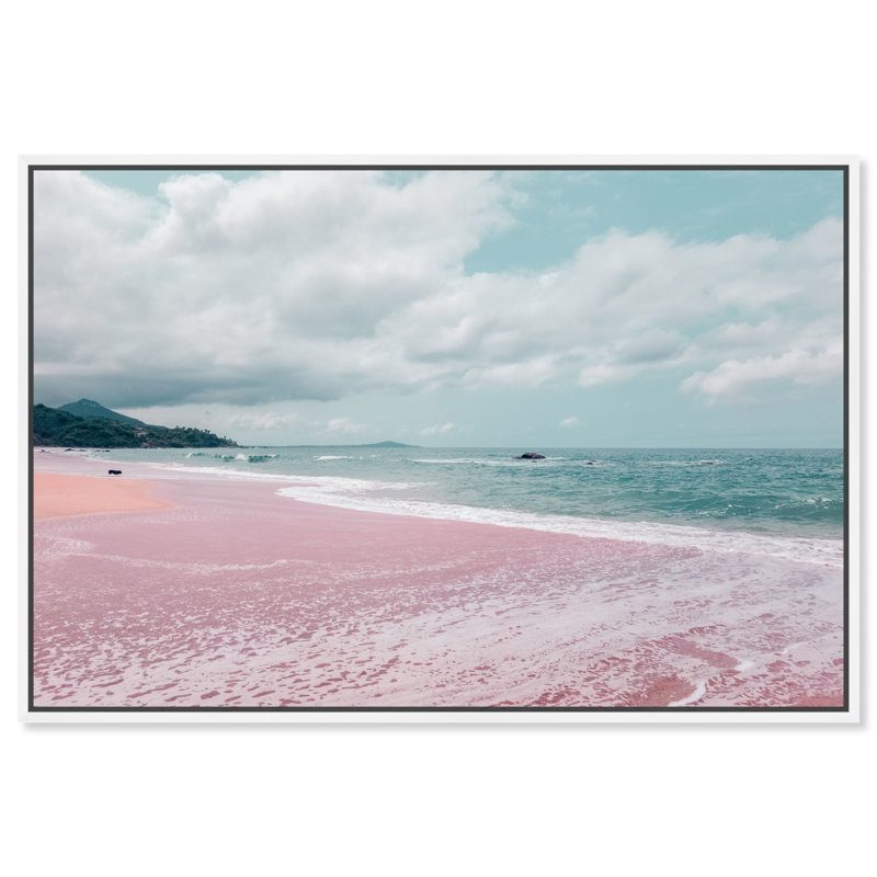 «Molina Beach», art mural rétro californien par Notoriart, Cadre blanc, H 25 po x l 37 po
