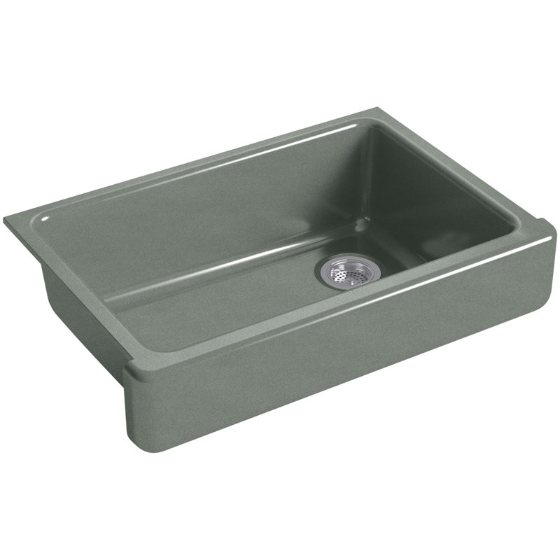 Whitehaven Self-Trimming 32-1/2" L x 21-9/16" W x 9-5/8" Under-Mount Single-Bowl Sink with Short Apron, Basalt