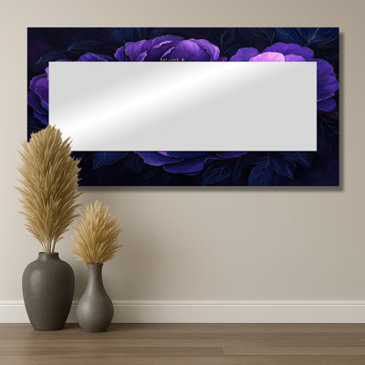 Mauve pivoines minuit Bloom II - Art mural miroir floral - imprimé sur métal